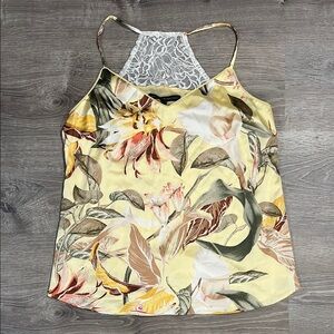 WHBM-Elegant Yellow Floral Camisole with Lace Back